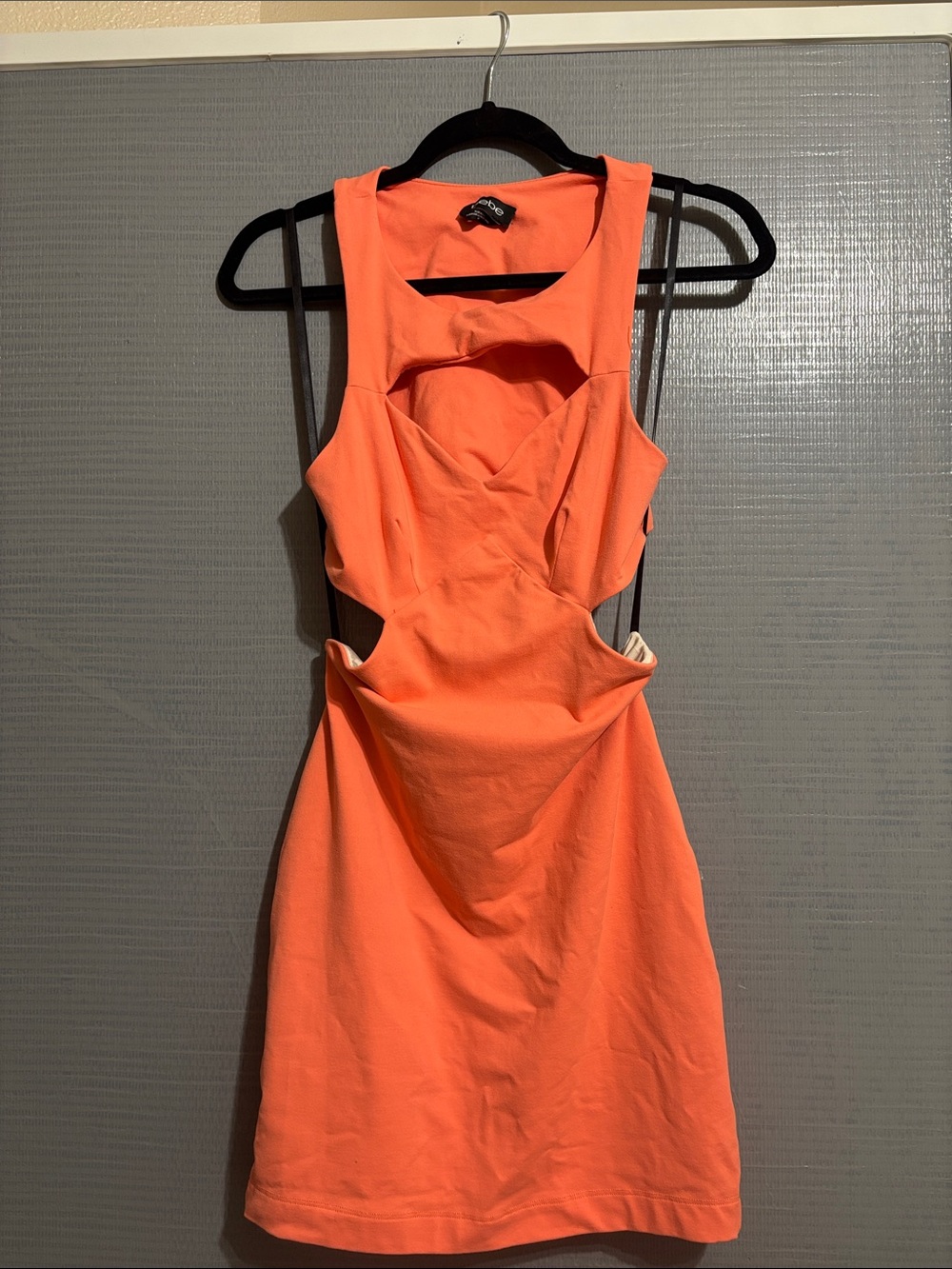 bebe Neon Orange Cutout Bodycon Mini Dress